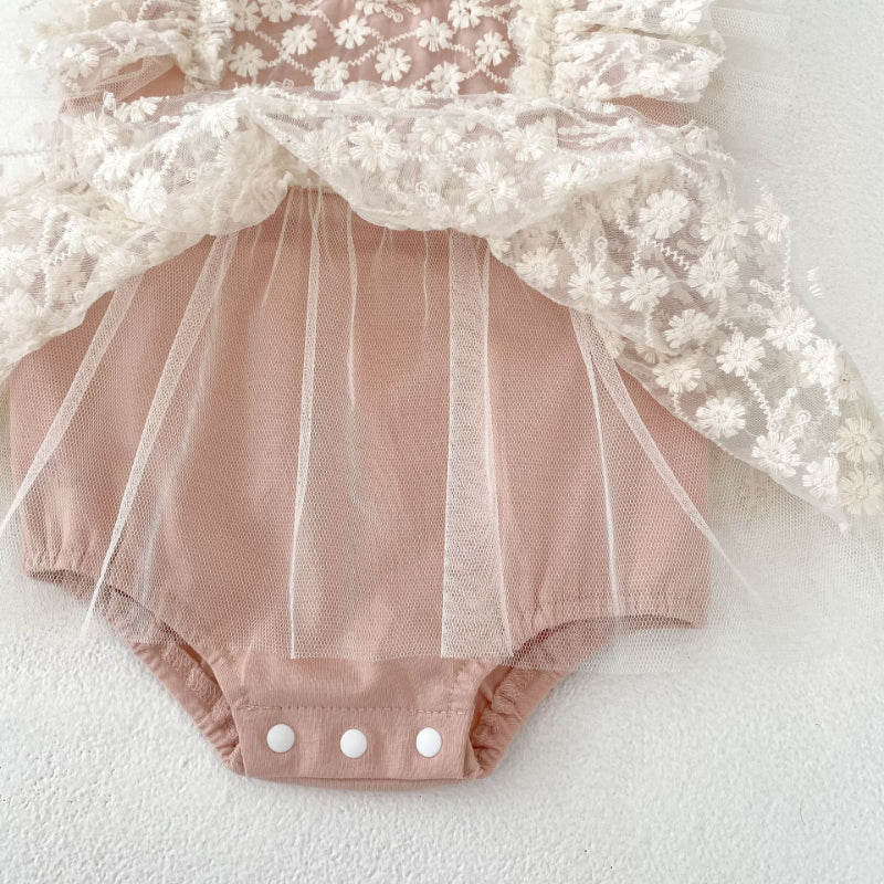 【BABY】夏新作 レース刺繍ロンパースワンピースSK080105