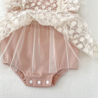 【BABY】夏新作 レース刺繍ロンパースワンピースSK080105