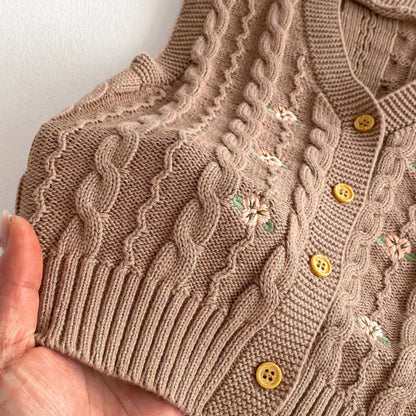 【BABY&KID】レトロ刺繍ニットベストSK092912