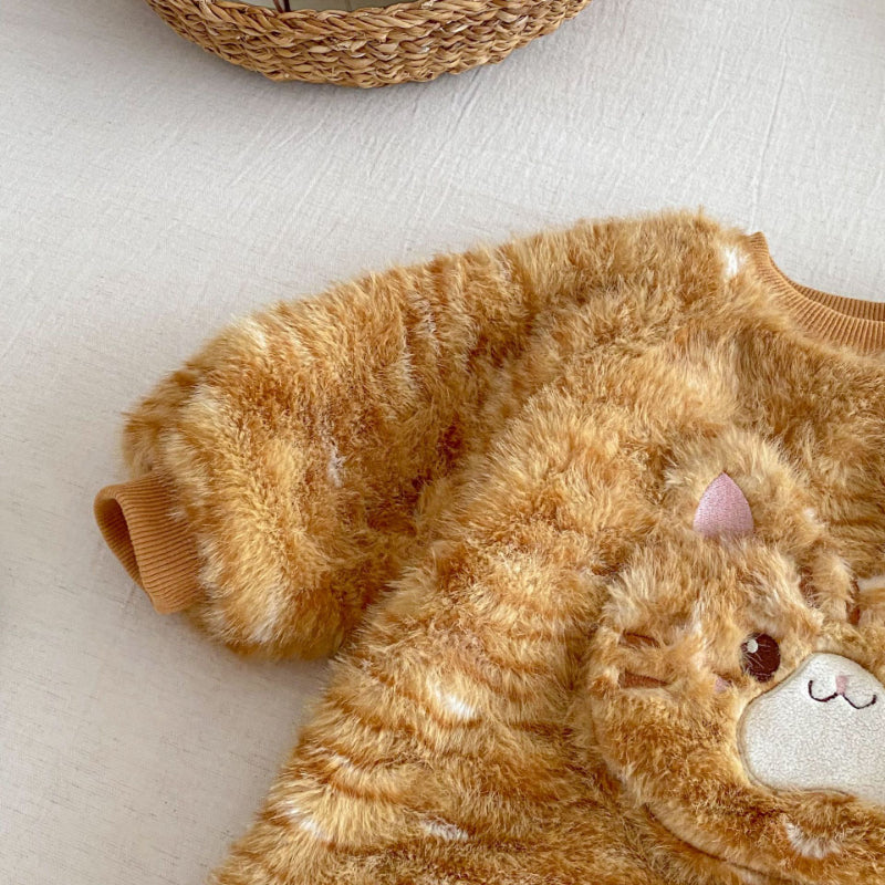 【BABY】韓国風キャット柄もこもこカバーオールSK102928