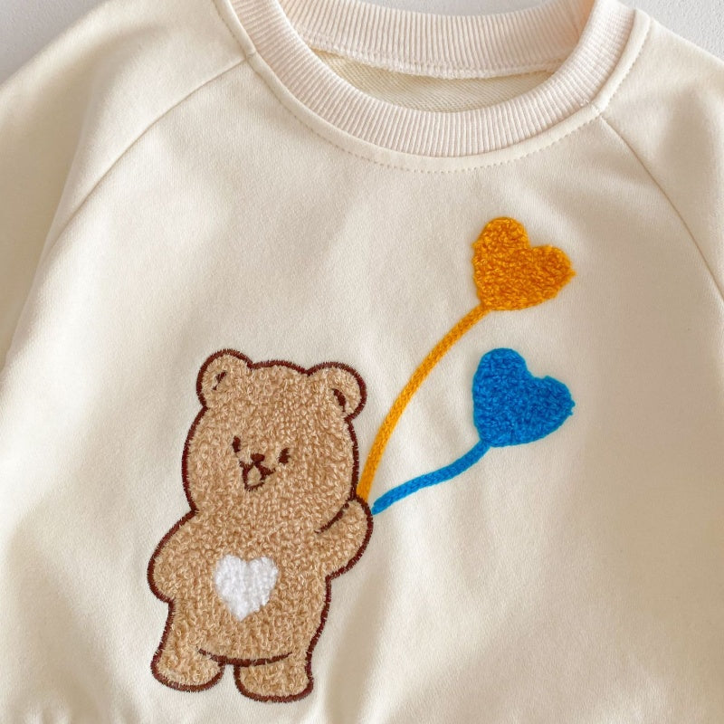 【BABY&KID】韓国風クマロゴカジュアルセットアップSK032204