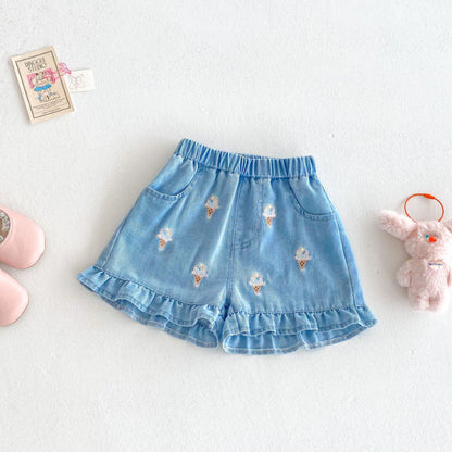 【BABY&KID】夏新作 スイートノースリーブトップス、デニムパンツSK080616