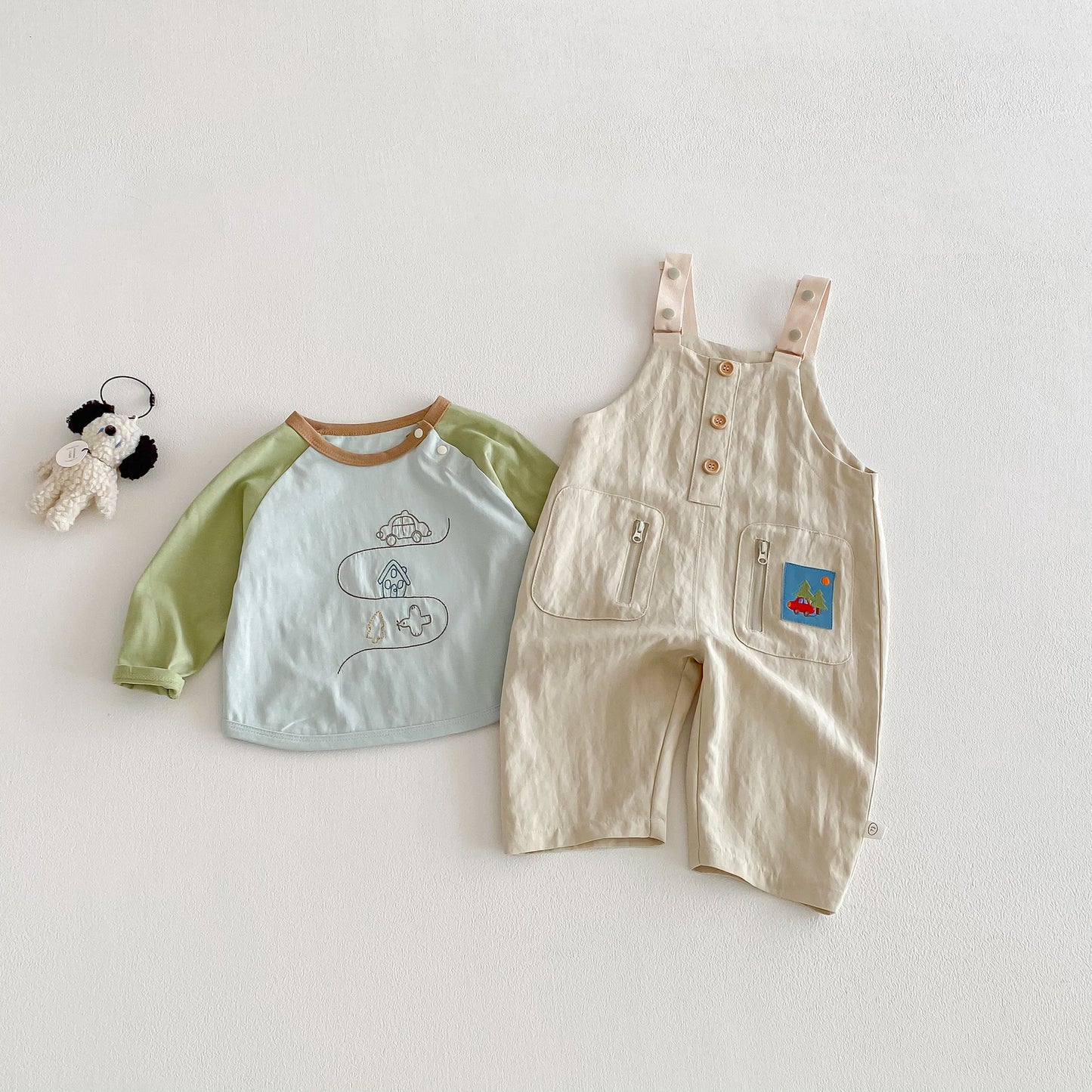 【BABY&KID】韓国風ワッペンサロペットパンツSK103502