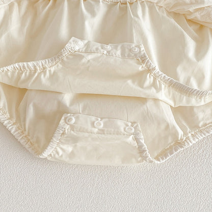 【BABY】夏新作 パフスリーブTシャツ＆レースサロペットショートパンツSK104817