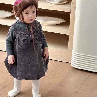 【BABY-予約限定】冬新作ヘップバーン風ドレスワンピ＆ニットインナー2点セットSK102231