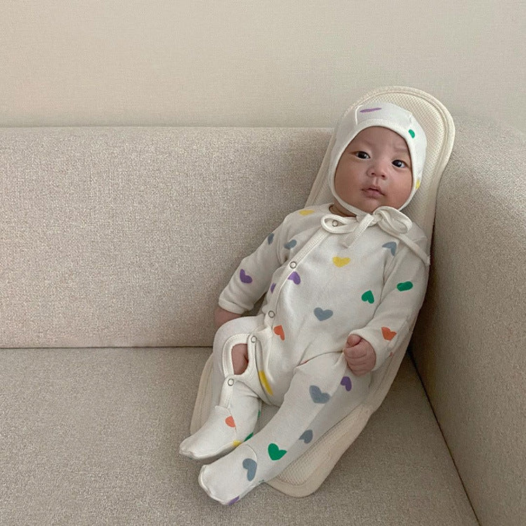 【BABY】カラフルハートロンパース、オールインワン、レギンス、帽SK031904
