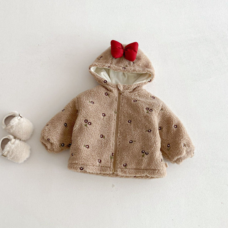 【BABY&KID】冬新作蝶結び＆小花柄キルティングコートSK102904