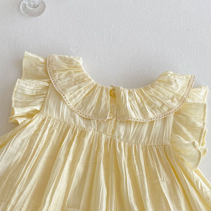 【BABY】夏新作 ラウンドネック刺繍フリルロンパースSK070110