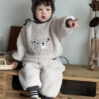 【BABY&KID】冬新作韓国風くまさん、ライオンあったかセットアップSK103128
