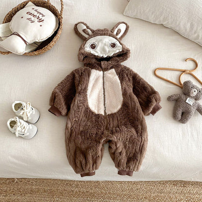【BABY】うさぎファー風フード裏起毛カバーオールSK102917