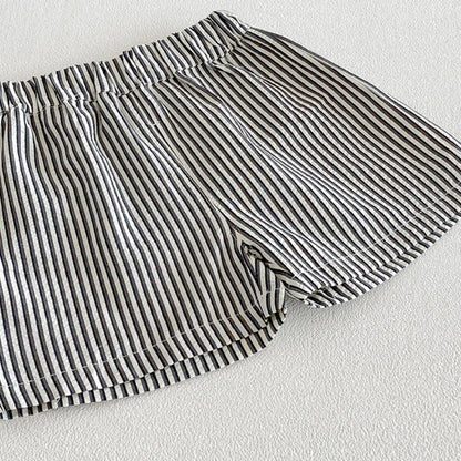 【BABY】夏新作カートゥーンワッペンTシャツ、ストライプショートパンツSK104808