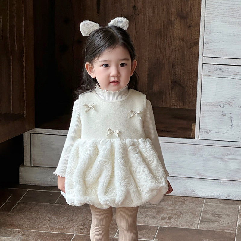 【BABY&KID】冬新作韓国風蝶結びジャンパースカートSK103134