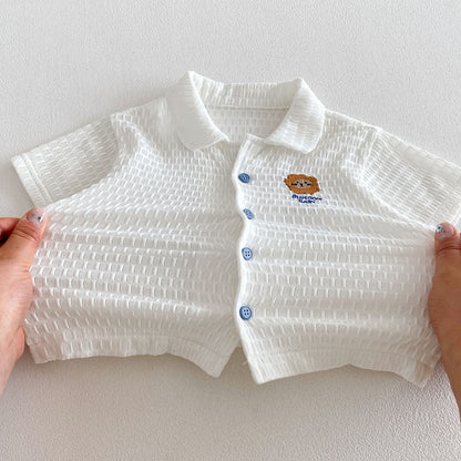 【BABY&KID】夏新作 通気ワッペンシャツ、ストライプショートパンツSK105112