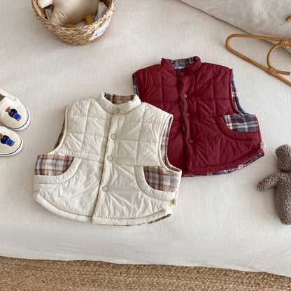 【BABY&KID】冬新作刺繍カートゥーンリバーシブルベストSK102517