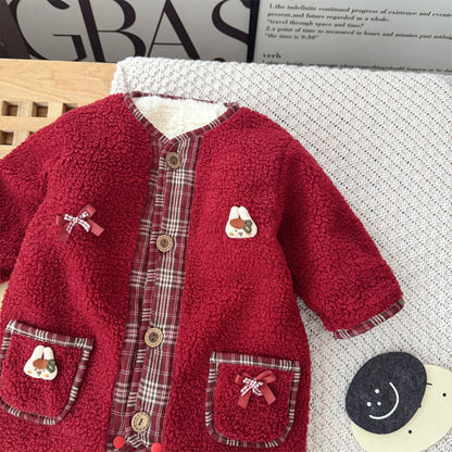 【BABY】冬新作うさぎ蝶結びあったかカバーオール&マフラーSK103222