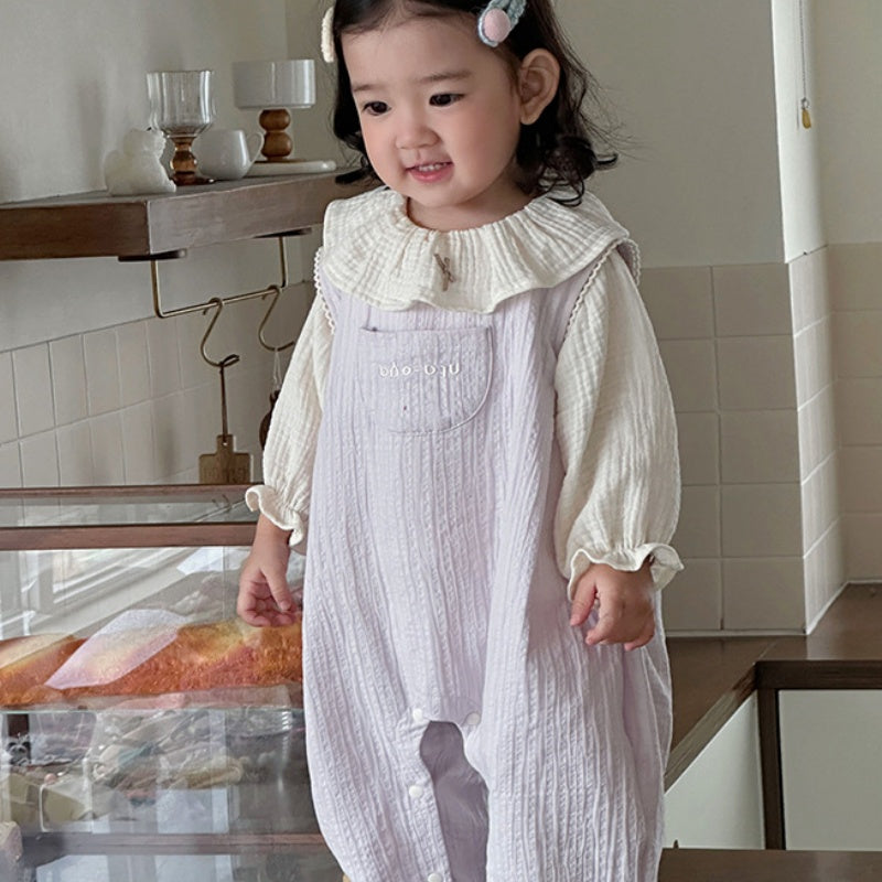 【BABY】やわらかギャザーサロペット、フリル襟ブラウスSK104305