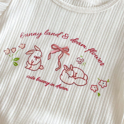 【BABY&KID】夏新作 うさぎプリントトップス、チェックショートパンツSKO71218