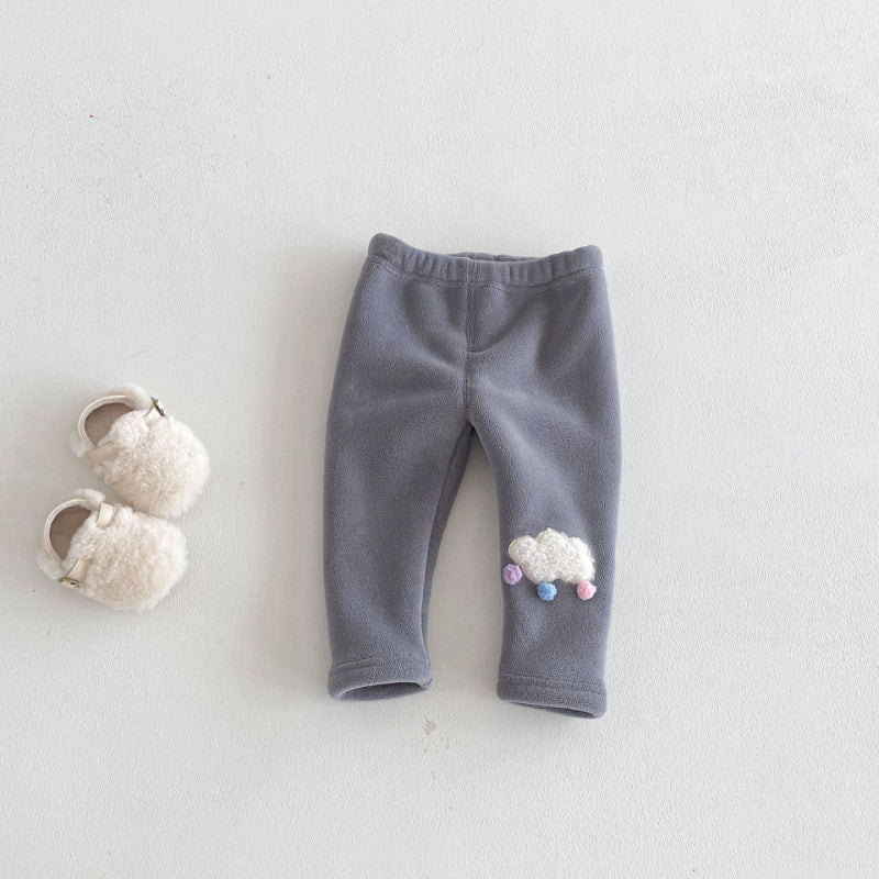 【BABY&KID】冬新作ぽんぽんワッペンあったかレギンスSK103026