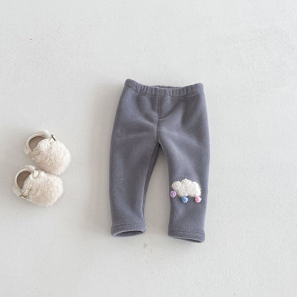 【BABY&KID】冬新作ぽんぽんワッペンあったかレギンスSK103026