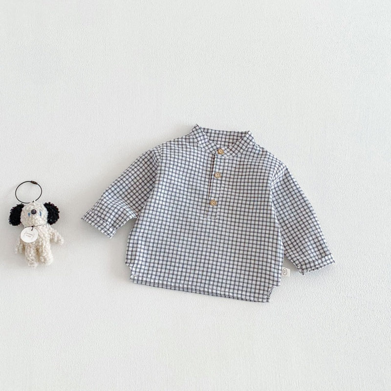 【BABY&KID】韓国風スタンドカラーチェックシャツSK104113