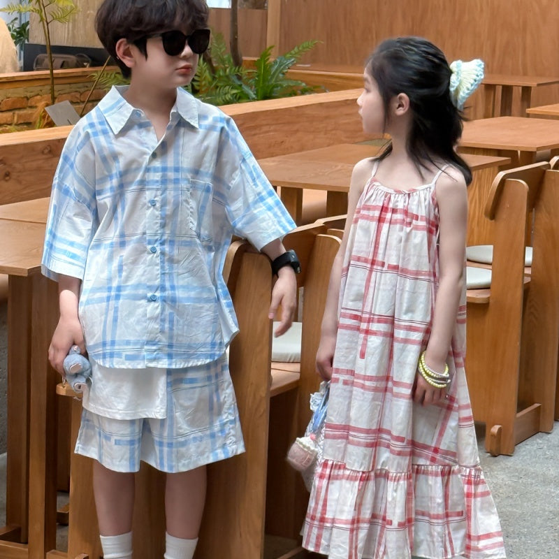 【BABY&KID】夏新作 チェック柄セットアップ、ワンピースSK080519