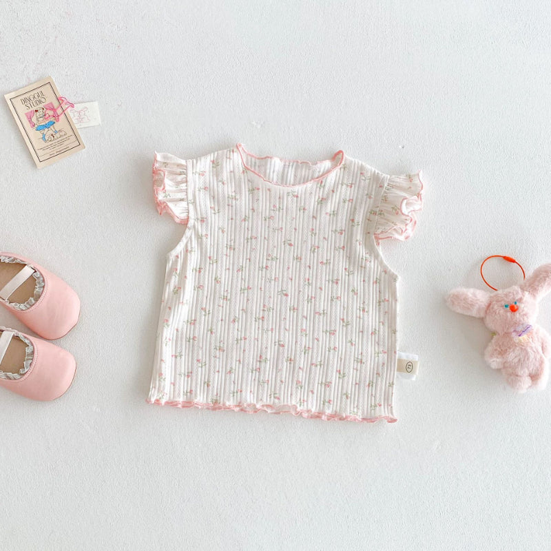 【BABY&KID】夏新作 ニットフリル袖Tシャツ、ョートパンツSK080615