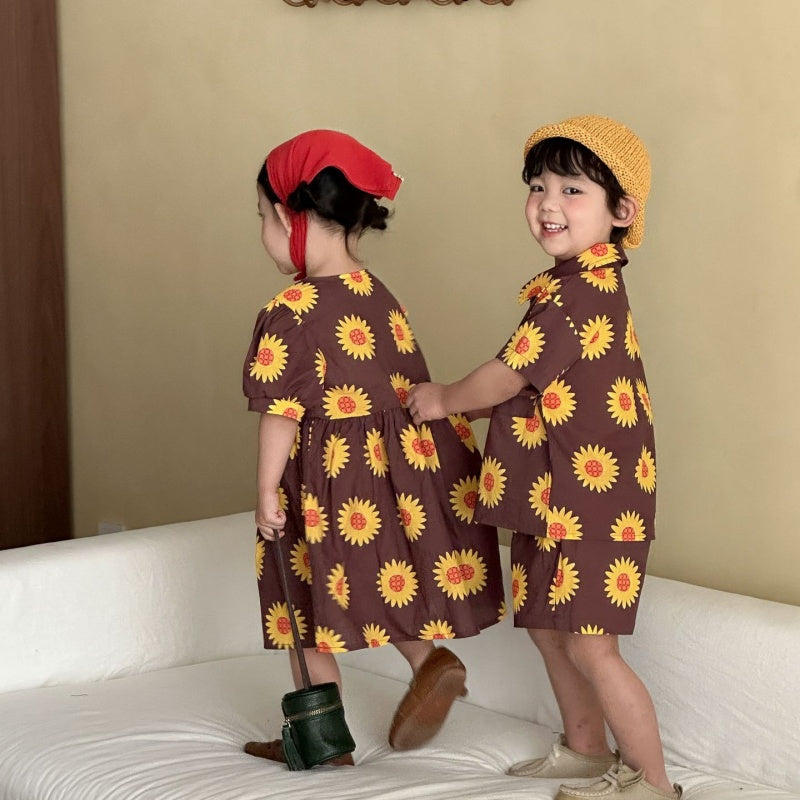 【BABY&KID】夏新作ひまわりセットアップ、ワンピースSK104711