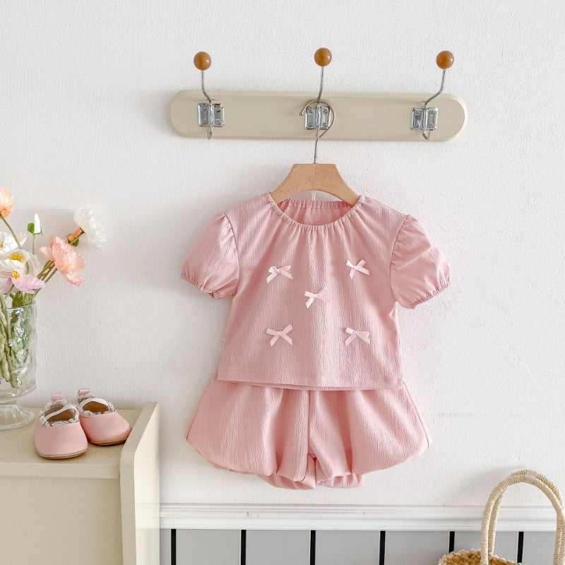 【BABY&KID】夏新作 無地蝶結びセットアップSK092226