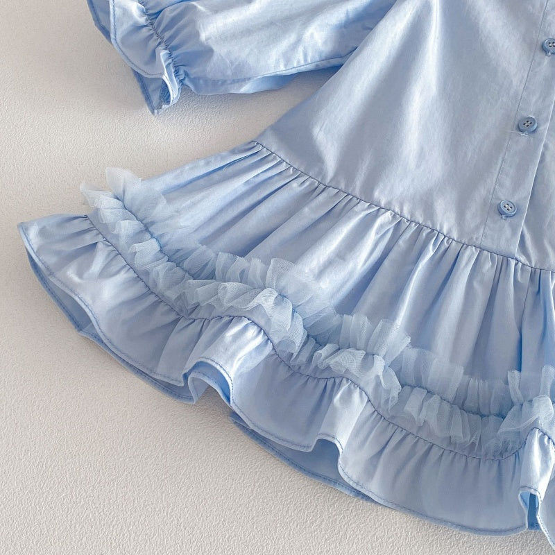 【BABY&KID】韓国風刺繍丸襟ワンピースSK104126