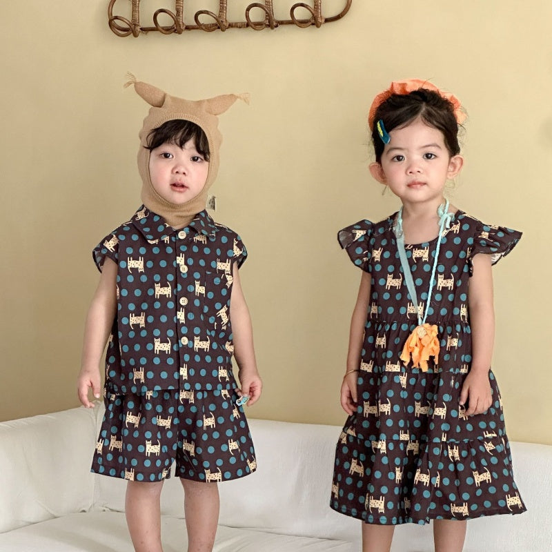 【BABY&KID】夏新作ドットセットアップ、ワンピースSK104717