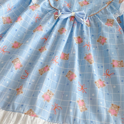 【姉妹服】ハートくまロンパース、ワンピースSK101123
