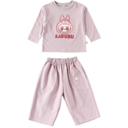 【BABY&KID】北欧風カートゥーンプリントTシャツ、無地パンツSK101332