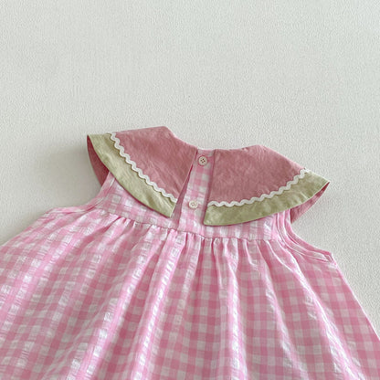 【BABY&KID】夏新作 すいかチェックロンパース、ワンピースSK105122