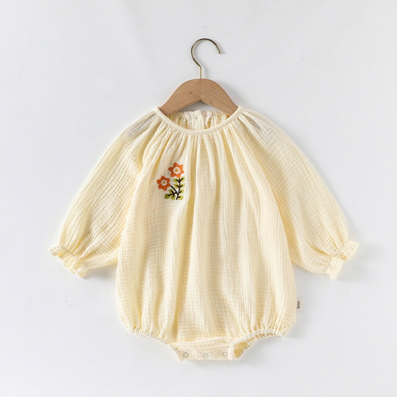 【BABY】北欧風花柄刺繍ロンパースSK010308