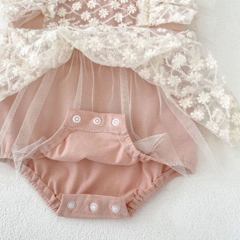 【BABY】夏新作 レース刺繍ロンパースワンピースSK080105