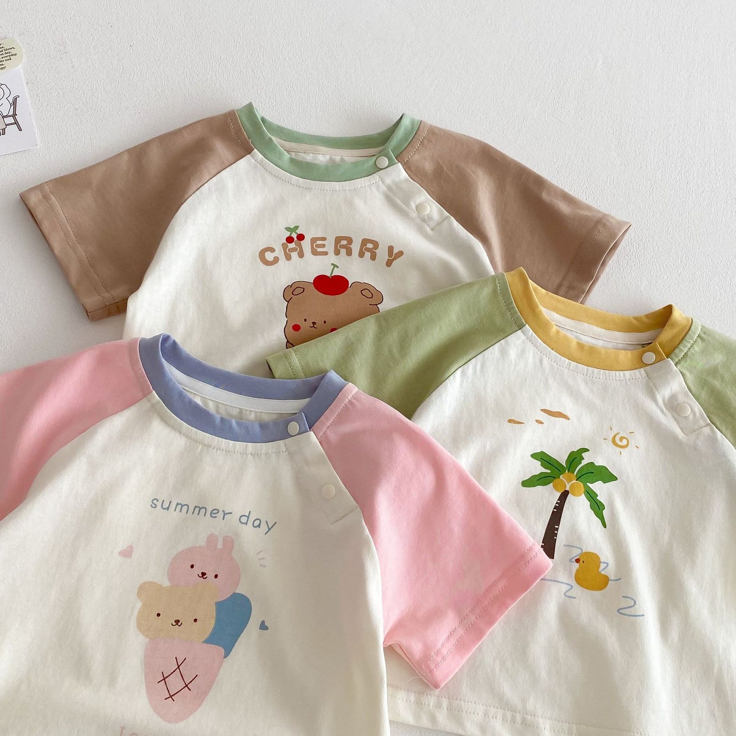 【BABY&KID】夏新作  カラーバリカートゥーンセットアップSK061807