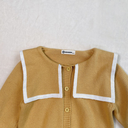 【BABY】くま刺繍ビッグカラーニットカーディガンSK101536
