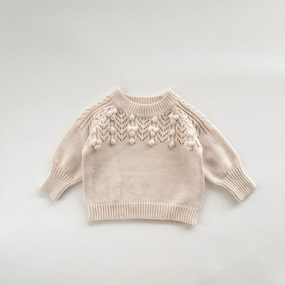 【BABY】手編みボールラウンドネックニットセットアップSK102418