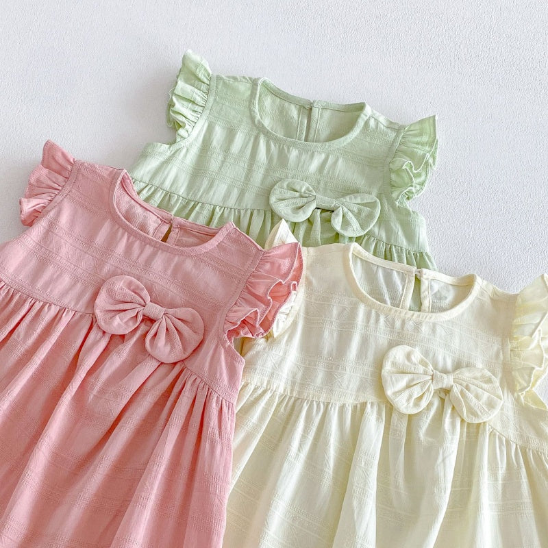 【BABY&KID】夏新作フリルスリーブ蝶結びワンピースSK106117