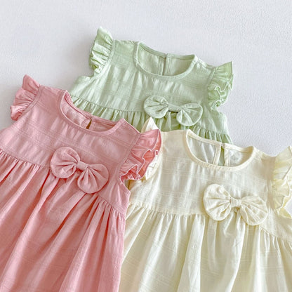 【BABY&KID】夏新作フリルスリーブ蝶結びワンピースSK106117
