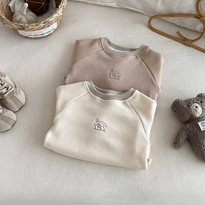 【BABY&KID】冬新作おうち刺繍裏起毛スウェットSK102516