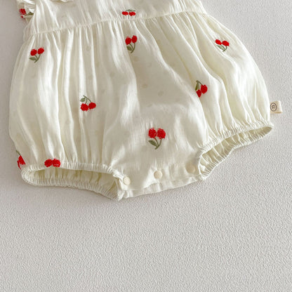 【BABY&KID】夏新作 さくらんぼ刺繍ロンパース、ワンピースSK105117