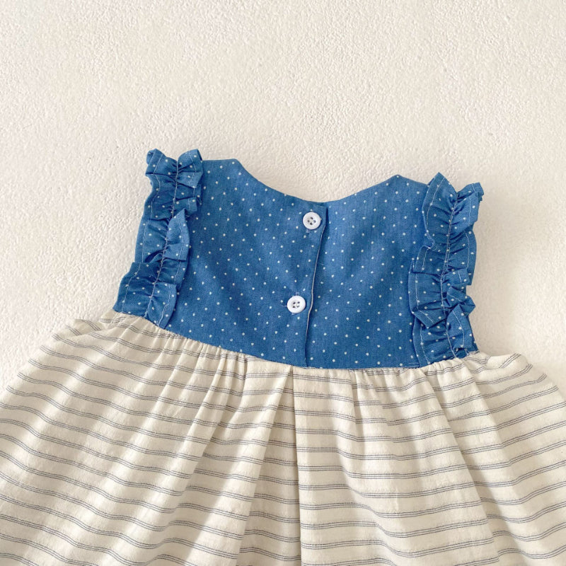【BABY&KID】夏新作 ストライプデニムトップス＆ショートパンツSK080112