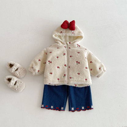 【BABY&KID】冬新作蝶結び＆小花柄キルティングコートSK102904