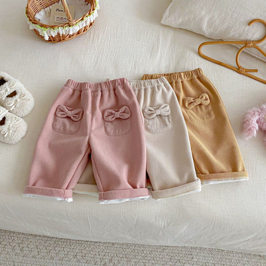 【BABY&KID】冬新作蝶結びコーデュロイあったかパンツSK102528