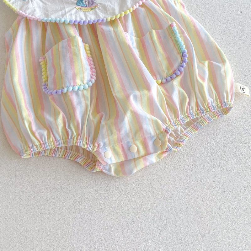 【姉妹服】夏新作 刺繍セーラー舟ロンパース、ワンピースSK072316
