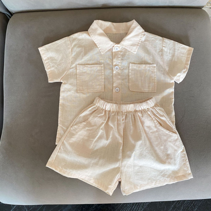 【BABY＆KID】夏新作 コットン無地ポケットセットアップ SK063004