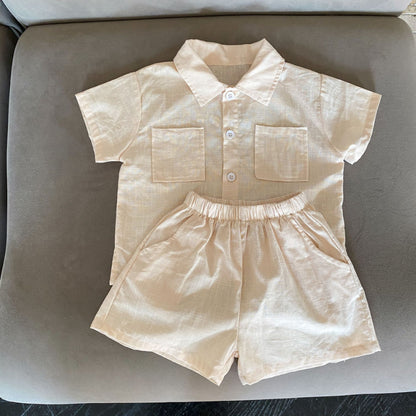 【BABY＆KID】夏新作 コットン無地ポケットセットアップ SK063004