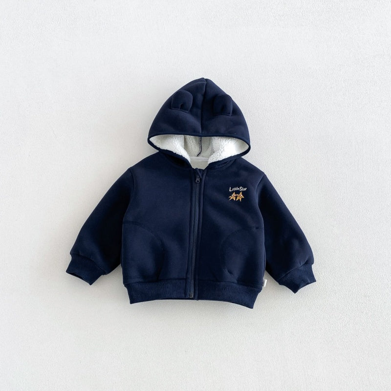 【BABY&KID】冬新作刺繍フード付き裏起毛ジャケットSK108520