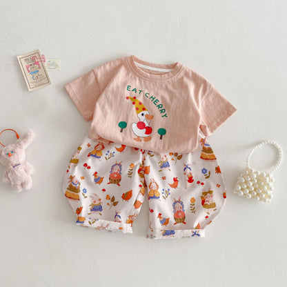 【BABY&KID】夏新作 ストライプ花柄カジュアルパンツSK070606
